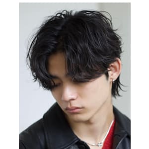 フェザーパーマ/センターパート