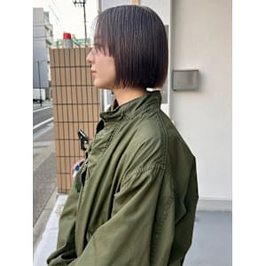 くすみベージュ　姫カット　切りっぱなしボブ