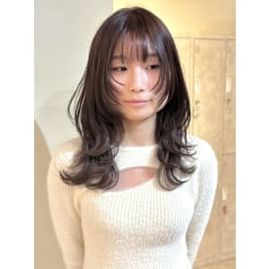 ラベンダー アッシュグレー 顔周りレイヤー ハイトーン