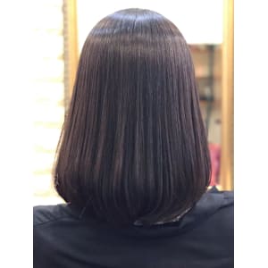 髪質改善 縮毛矯正 ミディアムボブ ナチュラルブラック 艶髪