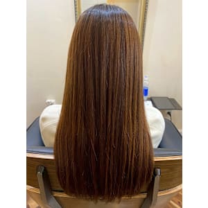 髪質改善トリートメント 縮毛矯正 オレンジブラウン ロング 