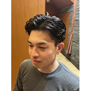 銀座　理容室　七三スタイル　ナチュラルパーマ