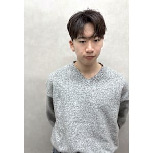 韓国ダウンパーマメンズカット/コンマバングフェザーショート