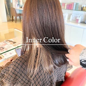 インナーカラー×ベージュ