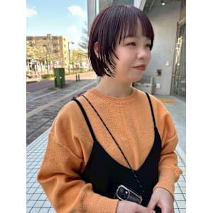 顔まわり/ショートボブ/暖色カラー