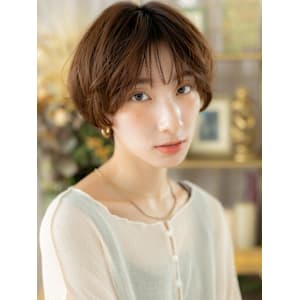くせ毛風マッシュパーマ小顔ショートウルフ　くすみベージュ