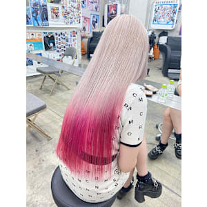 ホワイトベージュブロンドピンクグラデーションカラー