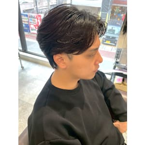 フェザーパーマ マッシュ ツーブロック センターパート 艶髪