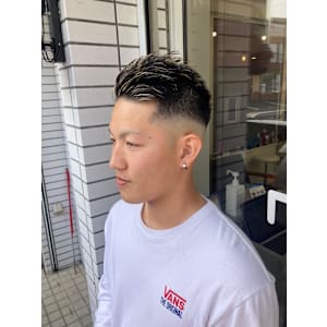 メンズカット（スキンフェード）＋メッシュキャップ・ブリーチ