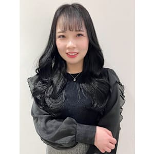 暗髪 ブルーブラック ロングレイヤー 韓国風ウェーブ巻き