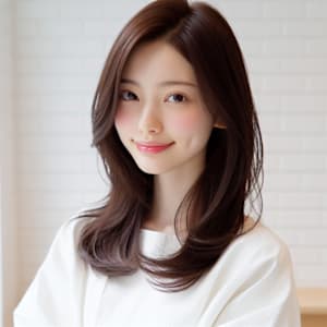 ★艶感ワンカールナチュラルカールフェミニンチェリーブラウン