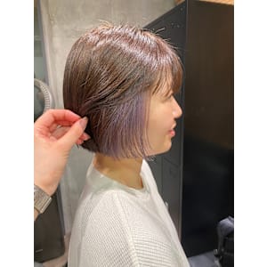 イヤリングカラー/ボブスタイル/ハイトーンボブ