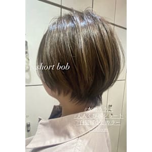 大人くびれショートウルフ白髪染め水素カラー×村田ちかこ