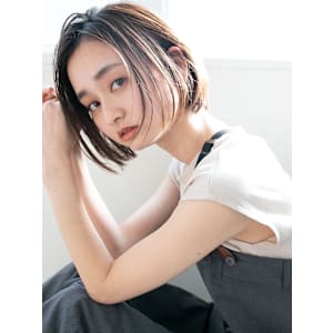 大人かわいい☆耳掛けハイライトミニボブ