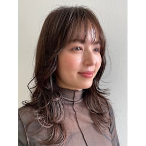 くびれレイヤーボブ/丸顔/前髪あり/絶壁解消/４0代/30代