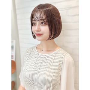 ショート　丸みボブ　顔周り　髪質改善カラー　ブラウンカラー