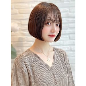 ショート 丸みボブ 顔周り 再現性 ブラウンカラー 30代