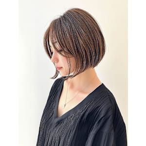 ショート 丸みボブ 顔周り 髪質改善 アッシュカラー 30代