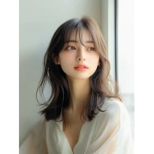 シースルーバング×エアリーミディ［髪質改善デジタルパーマ］