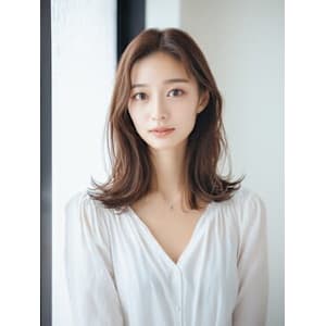 シアーベージュ×ツヤふわミディ［デジタルパーマ/薬院］