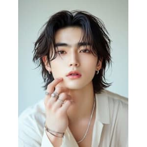 艶感ウルフ×韓国風センターパート