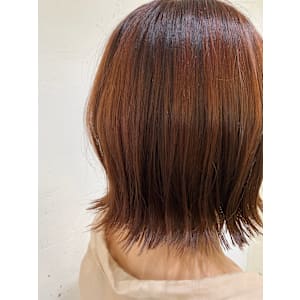 カッパーオレンジ×ぱつっとボブ