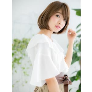 【Linoa】キャラメルベージュ小顔前下がりボブ