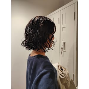 ボブパーマ/くせ毛風パーマ/パーマスタイル/くるくるボブ
