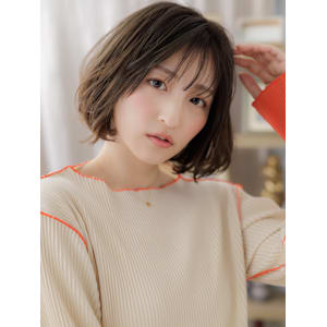 ゆるふわデジタルパーマくせ毛風エアリーボブ　細めハイライト