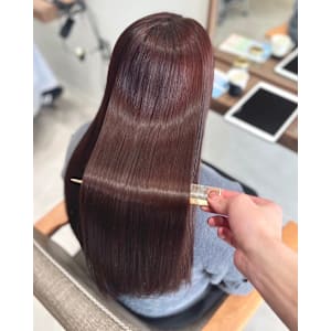 髪質改善ストレート　チェリーブラウン　縮毛矯正