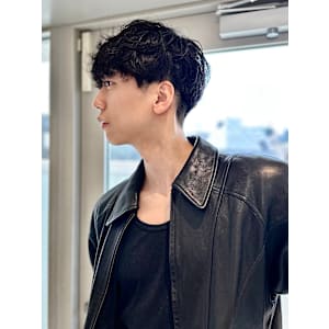 men'sカットスペインカールブルーブラック黒染めブリーチ