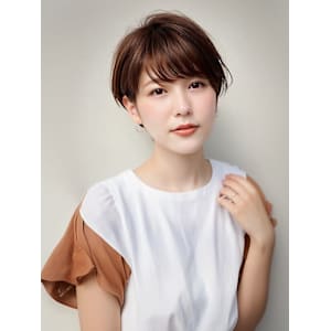 丸みショート　再現性カット　暖色系カラー　20代30代40代