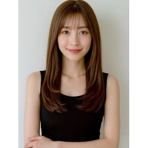 小顔ワンカールレイヤーカットデジタルパーマチェリーブラウン