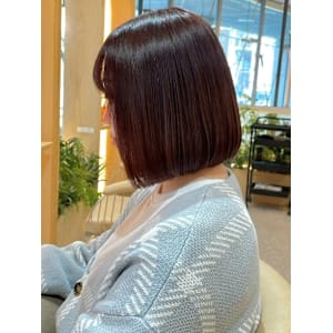 髪質改善ストレート 艶髪ボブ グレージュカラー ダメージレス