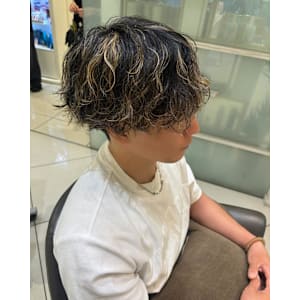 【メンズ】ハイライト×波巻きパーマ