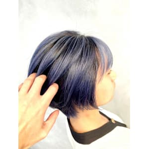 丸みショートバレイヤージュ/ブルー/青