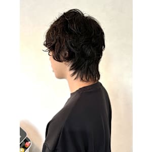 【メンズショートウルフ・マッシュスパイラルパーマ】