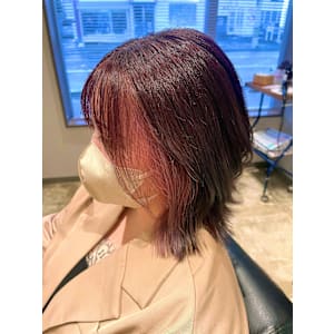 レイヤーボブ/インナーカラー/レイヤーボブ/切りっぱなし