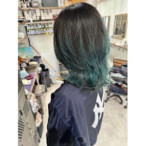 髪質改善/韓国風/バレイヤージュ/ケアブリーチ/グリーン