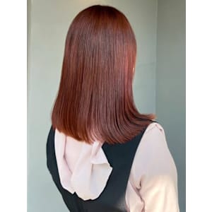 コーラルピンクベージュ ストレート ダメージレスカラー