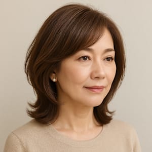 上品なふんわりレイヤーミディアムスタイル