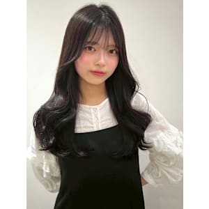 暗髪ラベンダーベージュ ロングレイヤー 韓国風巻き 20代