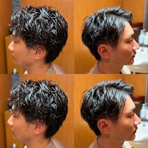 無造作ラフパーマアップバング