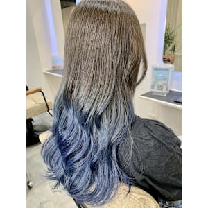 バレイヤージュ/ブルーグラデーション/デザインカラー