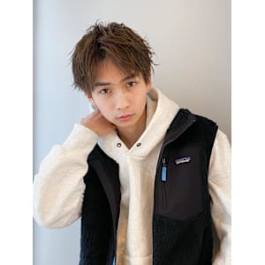 メンズフェザーパーマニュアンスデザイングレーカラー