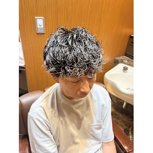 銀座　個室理容室　メンズパーマ　プードルパーマ風