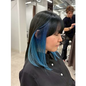 インナーカラーブルーグラデーション/髪質改善トリートメント