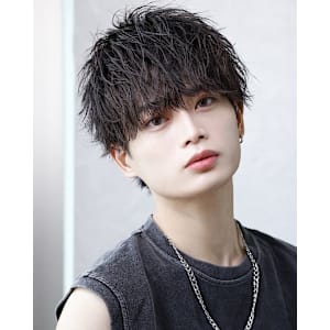 【襟足短めスッキリショートマッシュ】×シャープパーマ