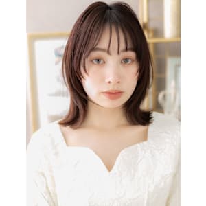 顔周りレイヤーカット韓国風小顔ウルフボブ　姫カットレイヤー