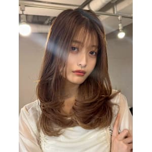 小顔バング/ひし形レイヤー/ワンカール/サマーベージュ